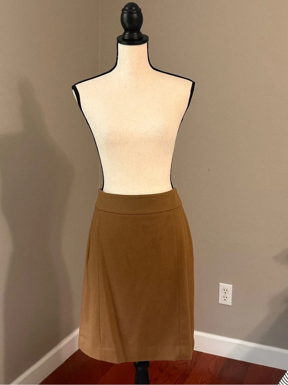 Ann Taylor A-Line Midi Skirt Wool Granola Blend in Camel